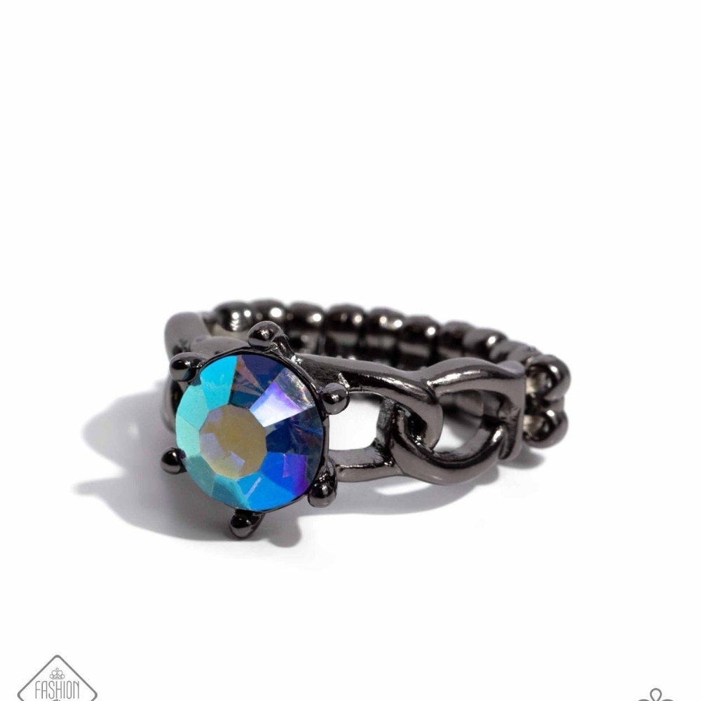 Paparazzi Blue and Black Opal Ring with Vintage Design Authoritative Ability